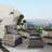 Outdoor Reclining Chairs, Reclining Patio Chairs With Extended Footrest, Adjustable Rattan Patio Lounge With Flip-Up Table