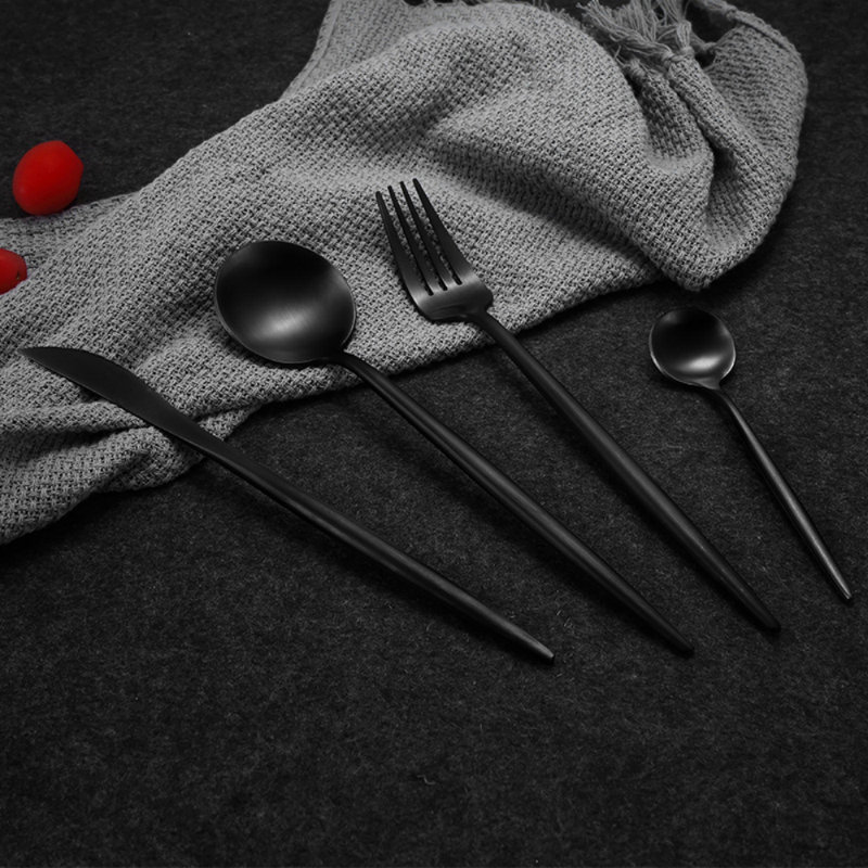 Mercer41 Izibella Stainless Steel Flatware Set - Service for 6, Black
