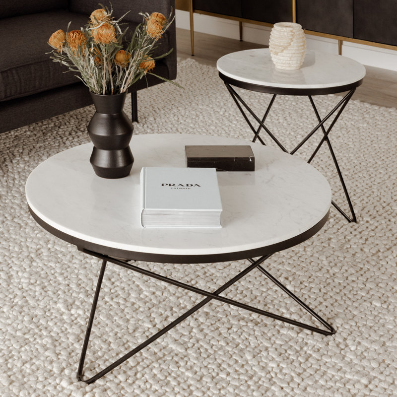 Fulton Marble Top End Table, Black