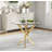 36" Round Tempered Glass Dining Table With Stainless Steel Legs-1016284228