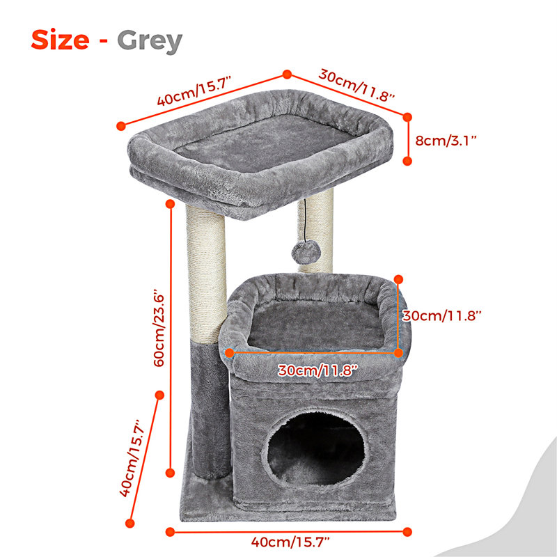 Tour d'intérieur pour chat en sisal naturel, Gris