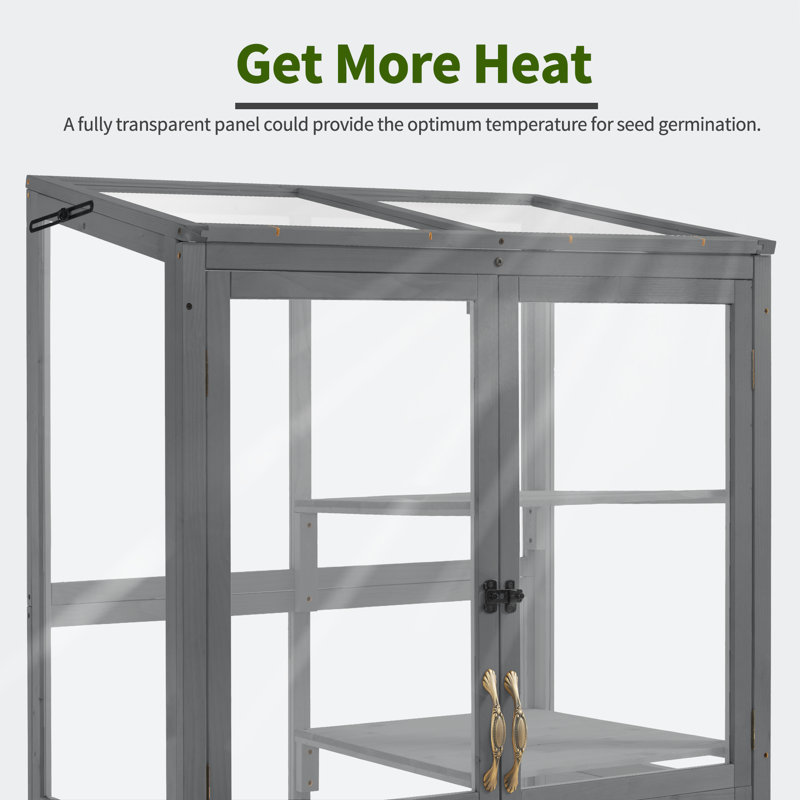 Cold Frame Greenhouse,3 Tier Garden Cold Frame with Drawer and Shelves, Dark Gray