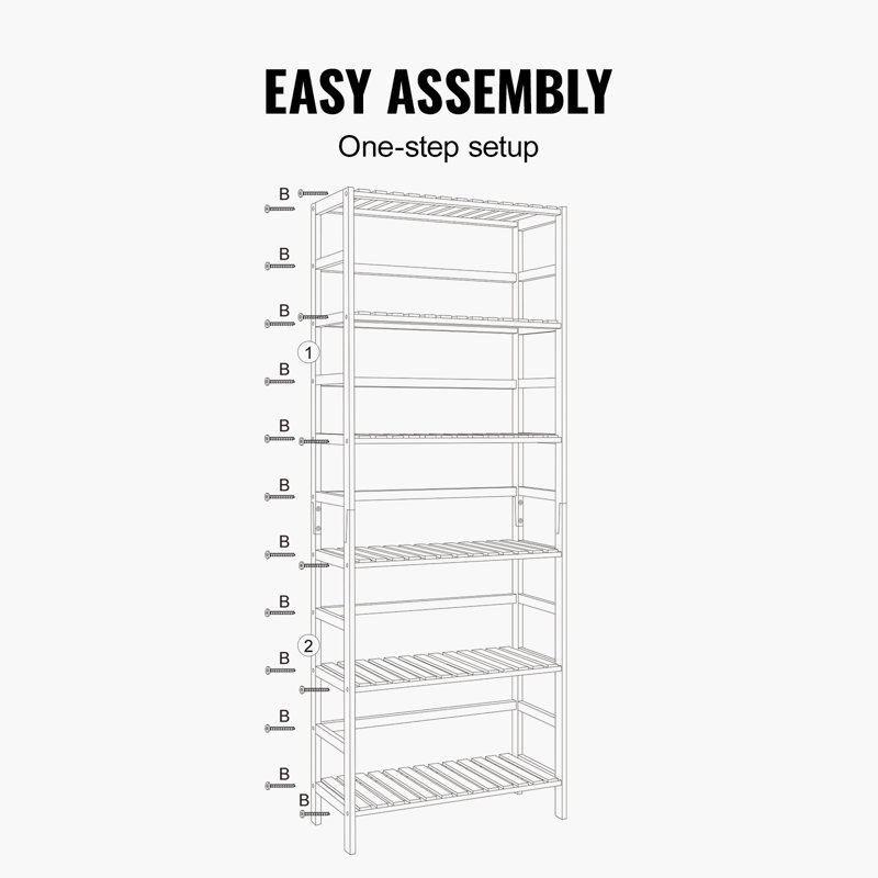Bamboo Bookshelf 6 Tiers Bamboo Ladder Bookcase Rectangle Storage Rack