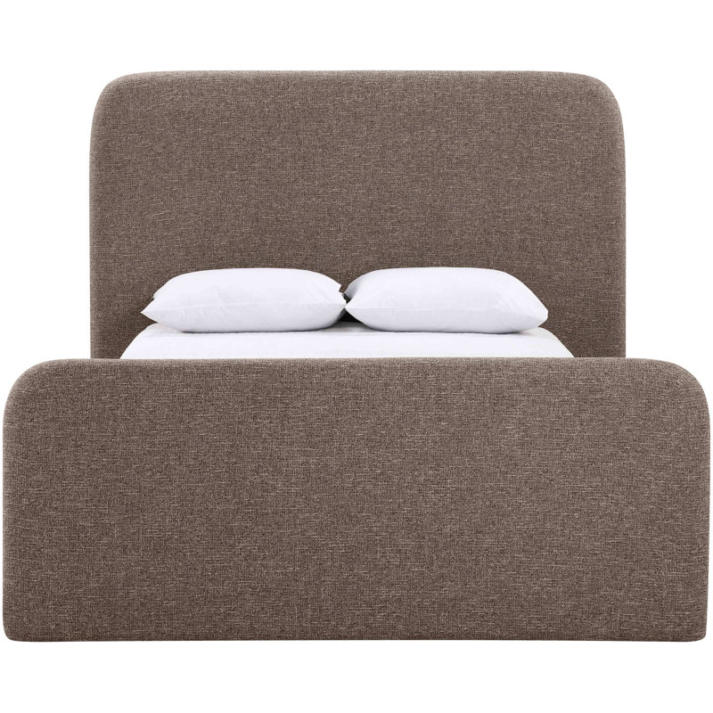 Lit tapissier en tissu texturé Fira Daliah, Tissu texturé en lin brun, Grand