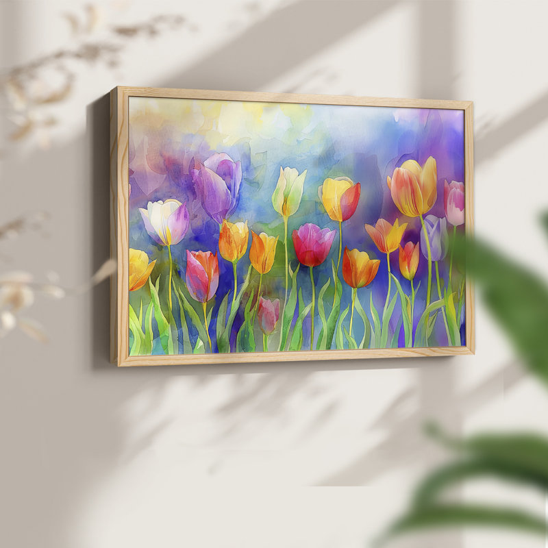 Série florale - CI - Reproduction encadrée - Restickable, Naturel, H 22 po x l 28 po