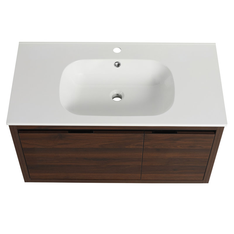 Meuble-lavabo 36 po avec lavabo en gel, Noyer de Californie