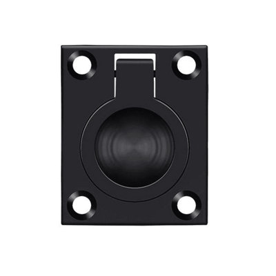 9600001C29C24DBCAE5455EE6E6A2DE2 Flush Ring Pull, 1-3/4" x 1-3/8" in Paint Black