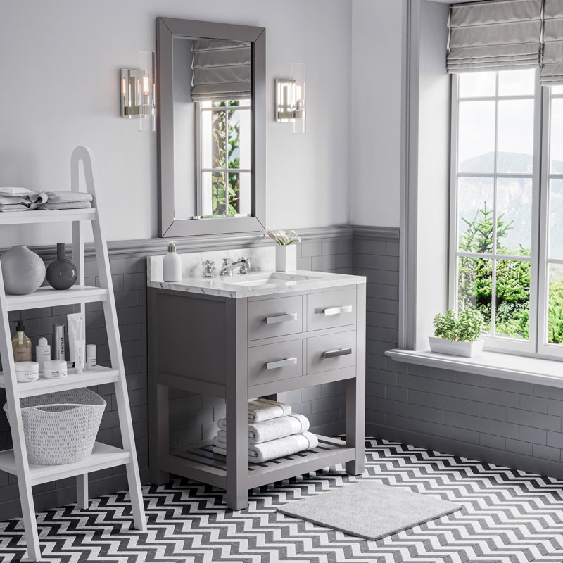 Madalyn 24" Single Sink Bathroom Vanity Set with Mirror, Cashmere Gray, Faucet Included