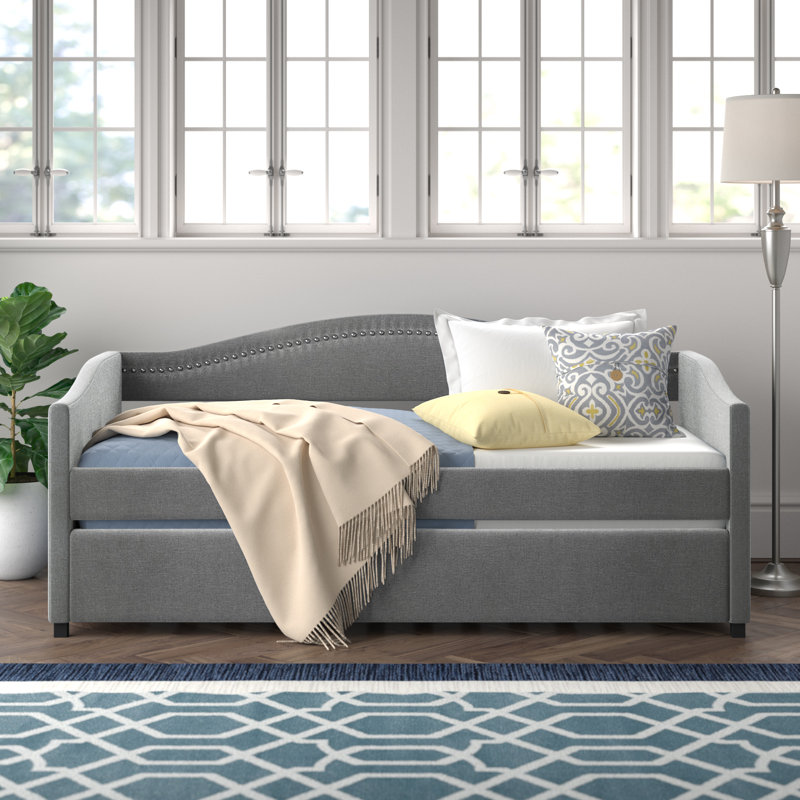 Anslem Upholstered Daybed, Smoke Linen