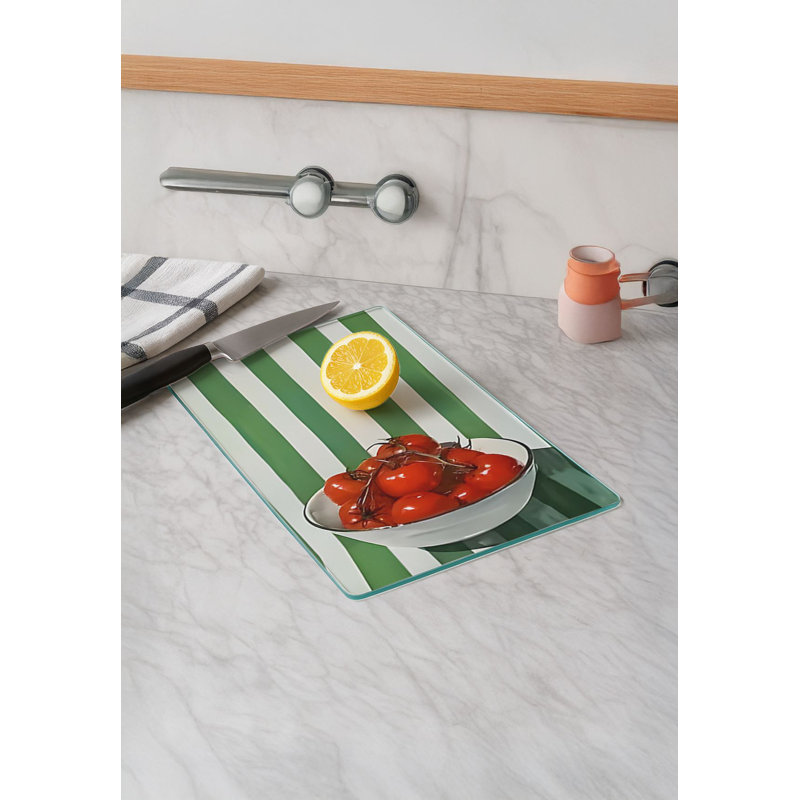 Premium Tempered Glass Cutting Board, 11.8 x 15.7 inches | 100% Antibacterial, Easy Clean Design with Non-Slip Silicone Feet | Ideal for Safe Food Preparation in Kitchen, Stylish & Functional