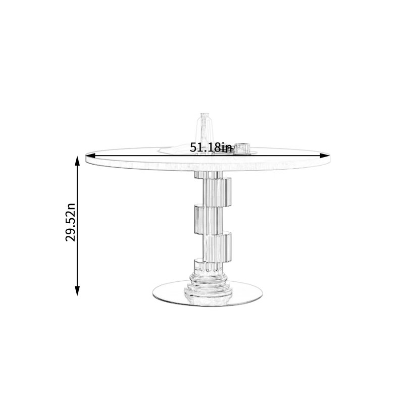 Table de salle à manger, H 29,52 po x L 51,18 po x l 51,18 po