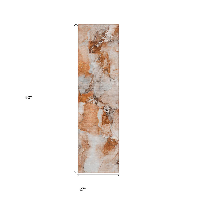Tapis de couloir intérieur antidérapant 8 pi orange et ivoire