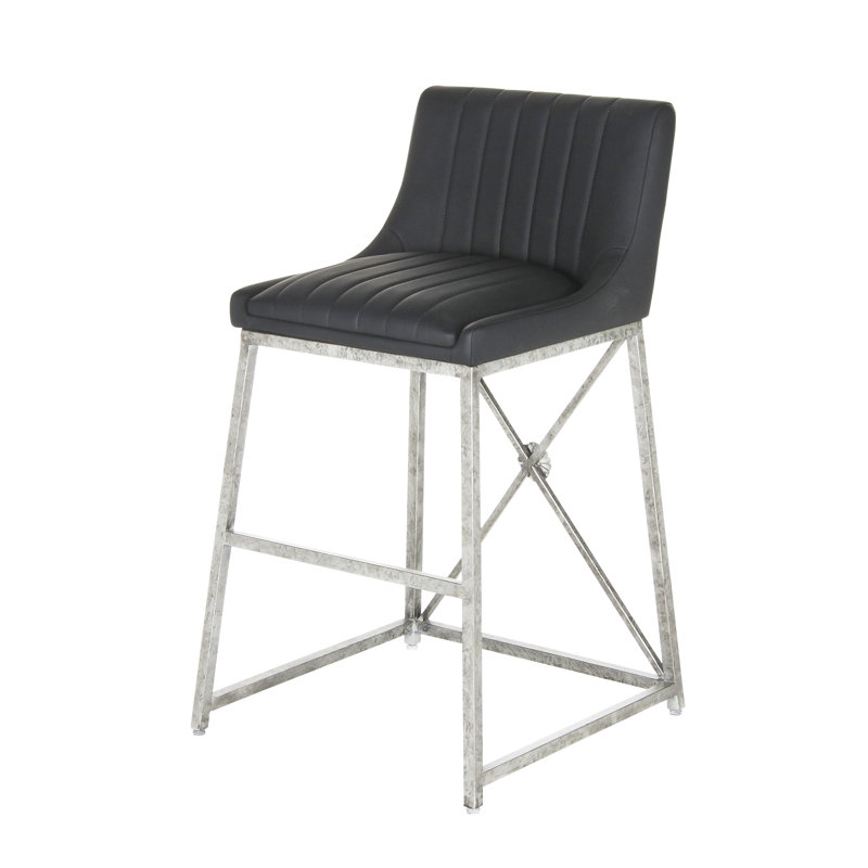Tabouret Medallion, Noir, Argent royal, Tabouret de comptoir (siège d'une hauteur de 26 p