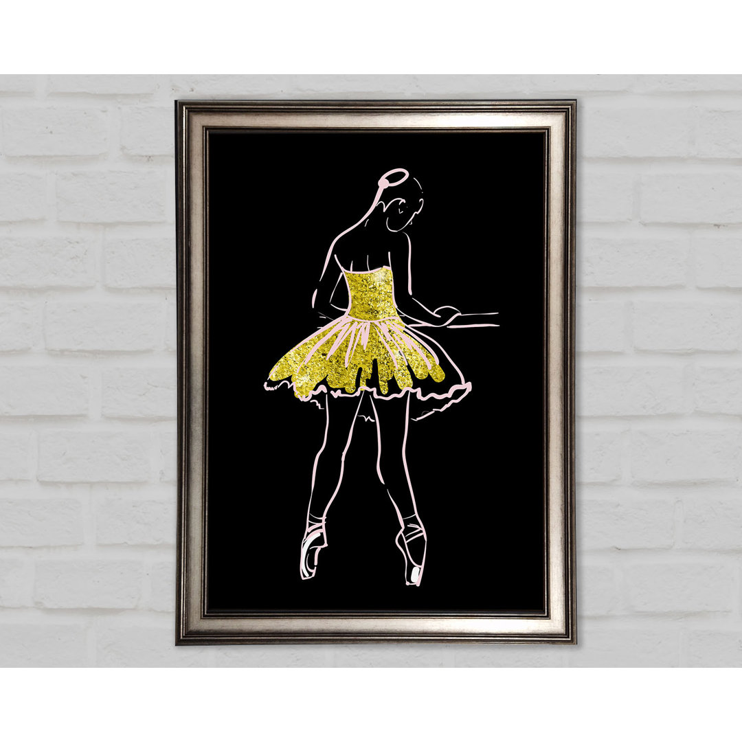 Golden Pink Ballerina 5 Gerahmter Druck