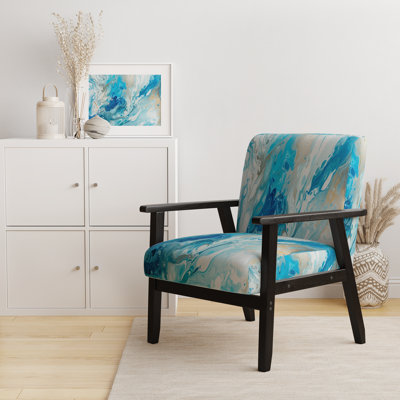 Fauteuil rembourré moderne bleu et blanc