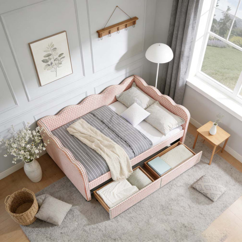 Lit de jour double, full-Drawers, Rose