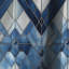 Mosaïque rétro bleue et blanche géométrique I - Rideau occultant géométrique abstrait - 1 panneaux-107535914