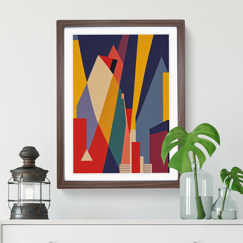 Unique Abstract Architecture No.2 - Wall Art, 66cm H x 48cm W, Walnut Picture Frame, White