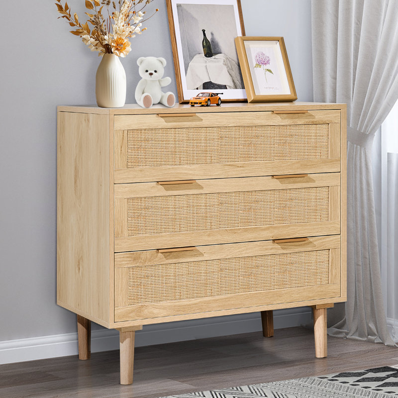 Commode 3 tiroirs en rotin pour commode