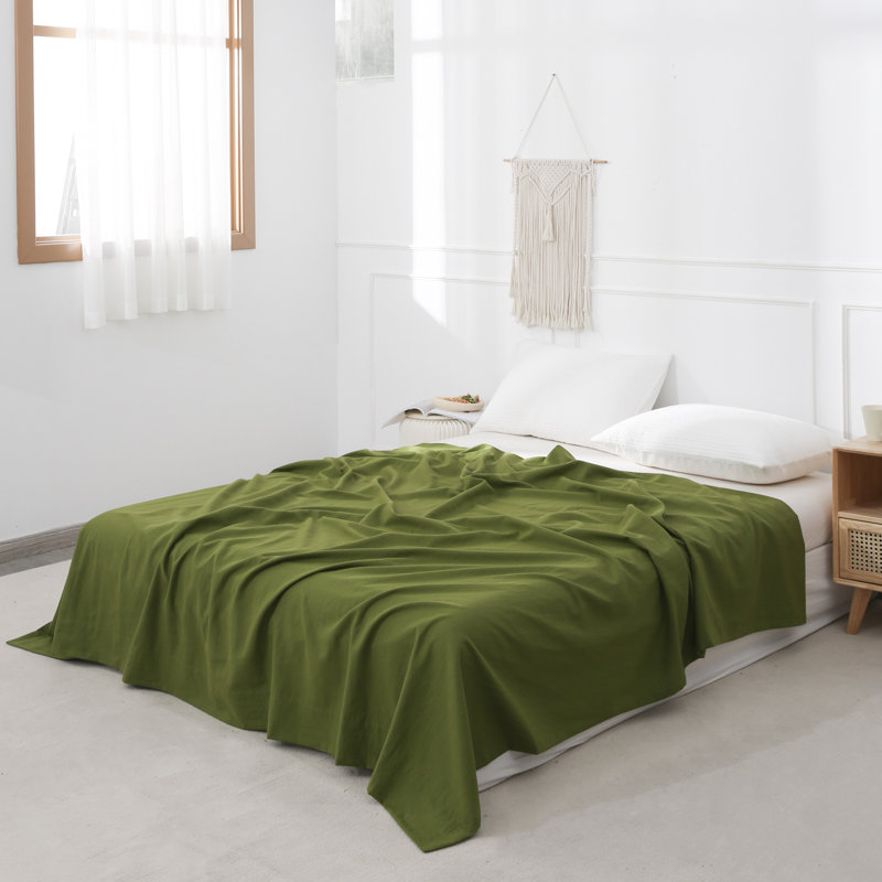 Linen Cotton Flat Sheet(Forest Green,Full), Full, Forest Green