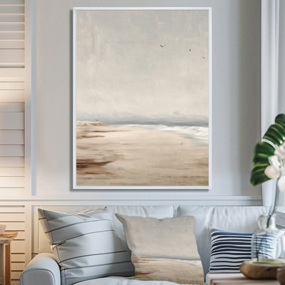 Brown Grey Ocean Shore Line In Mexico - Beach Wall Art, Brown Coastal Canvas Print