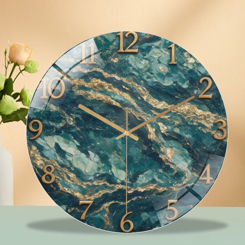 Horloge murale horloge murale en verre bleu sarcelle texturé