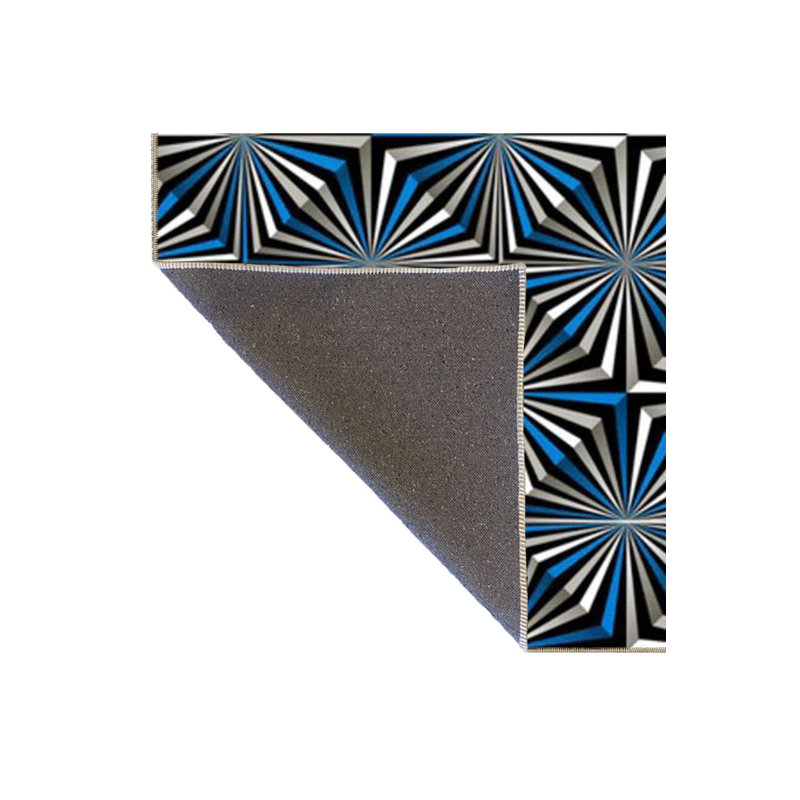 Tapis décoratif moderne à rayures bleu et gris lavable à la machine, Sous-tapis carré 3 pi 3 po inclus