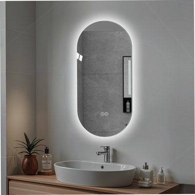 48*24 Inch Smart Wall Mounted LED Touch Screen Anti-Fog Mirror Bathroom Mirror, Barber Shop Mirror