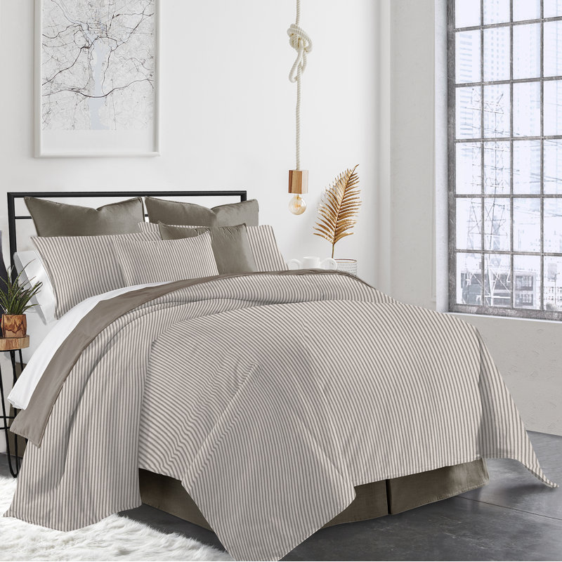 Ensemble de housse de couette Gesto, Housse de couette grand, 2 taies décoratives et 2, Noir, naturel