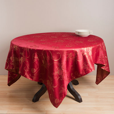 Christmas Design Jacquard Holiday Tablecloth 65" W