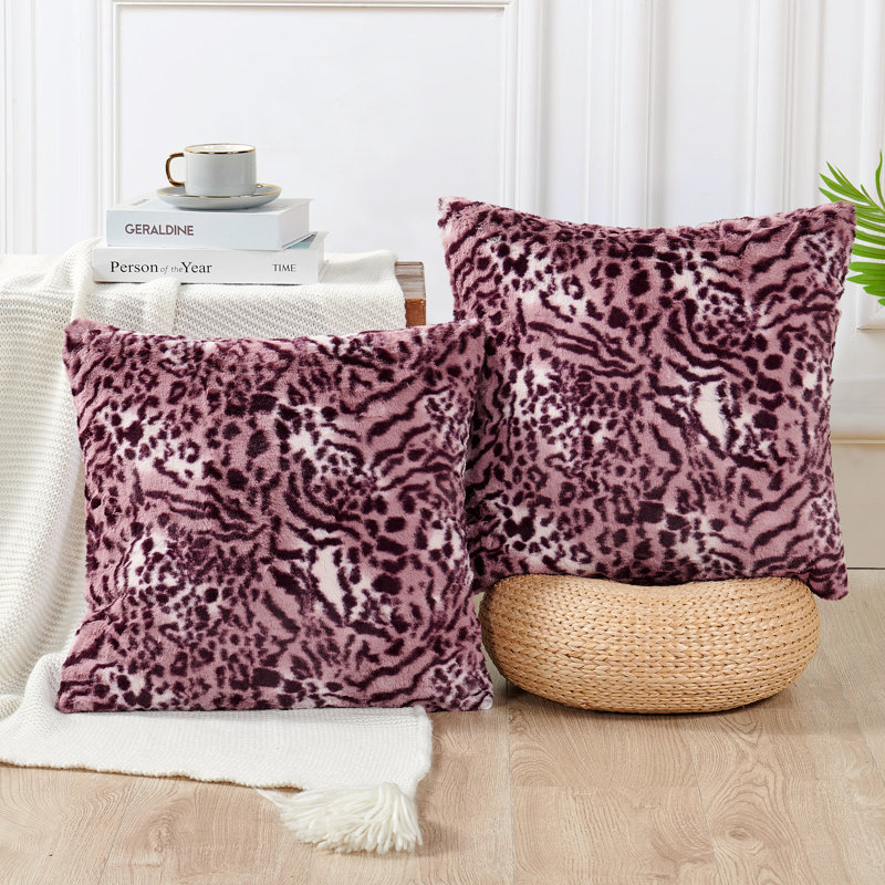Animal Print Square Cushion Cover, Wine