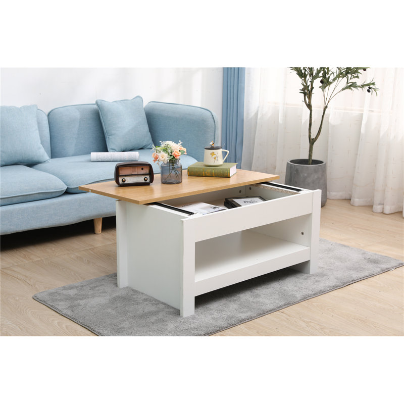 Gerli Sled Coffee Table with Storage, Oak/White