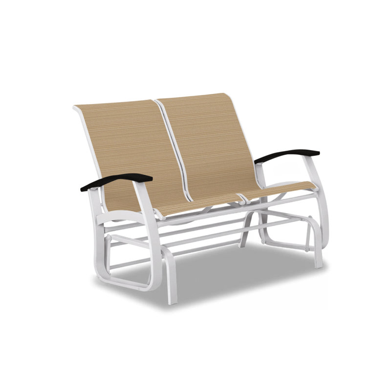 Belle Isle Outdoor Glider, Black P70, Gloss White, Nickel