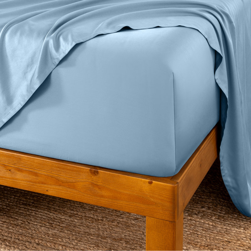 Drap-housse en rayonne de bambou, Drap-housse grand, Bleu clair