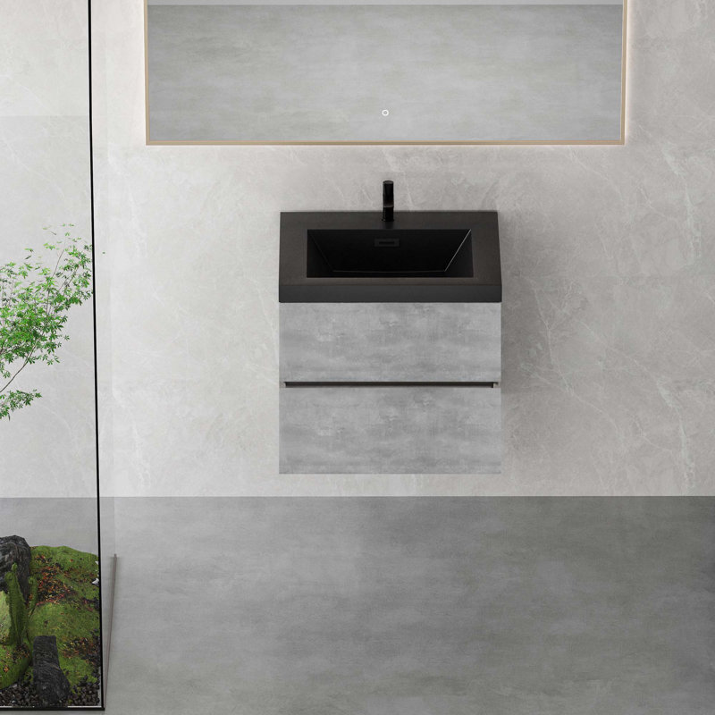 Meuble-lavabo flottant avec lavabo, meuble-lavabo mural moderne avec lavabos en quartz et tiroirs à fermeture en douceur