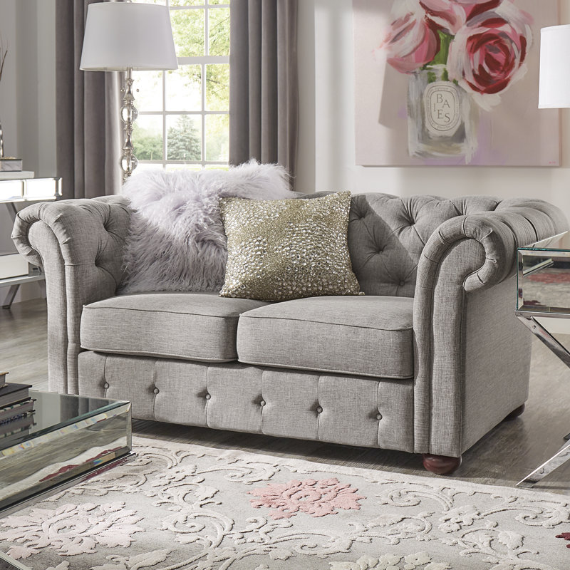 Huskins Upholstered 68.4'' Loveseat, Pewter Gray Linen