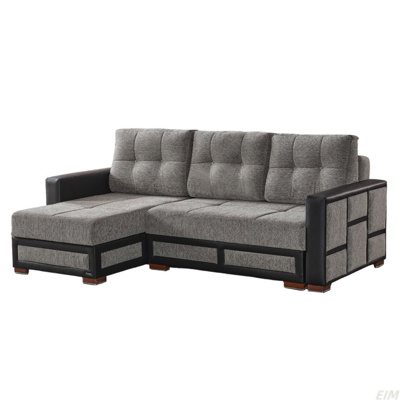 Canapé modulaire rembourré Primenest Urbanedge avec rangement, Chenille noir / gris