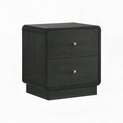 2-drawer Nightstand Bedside Table, Black