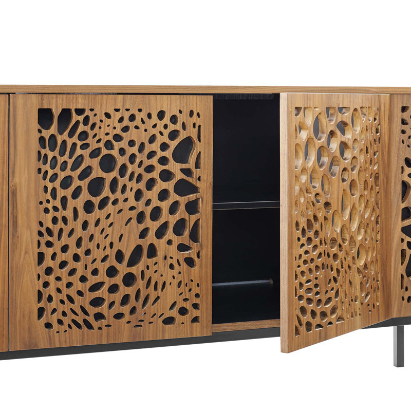 Yosemite 73" Walnut TV Stand with Cutout Cabinet Doors