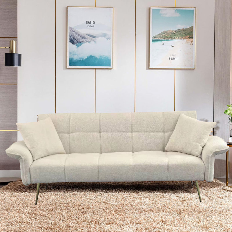Canapé à accoudoirs évasés 70 po Zenys, 100 % polyester beige