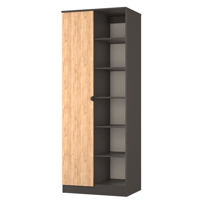 Sunehri Tall 2 Door 1 Drawer Robe Craft Wardrobe, Natural
