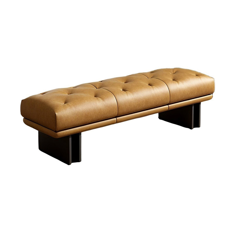 Banc rembourré en cuir Shanique, H 16,53 po x l 70,86 po x P 19,68 po, Orange