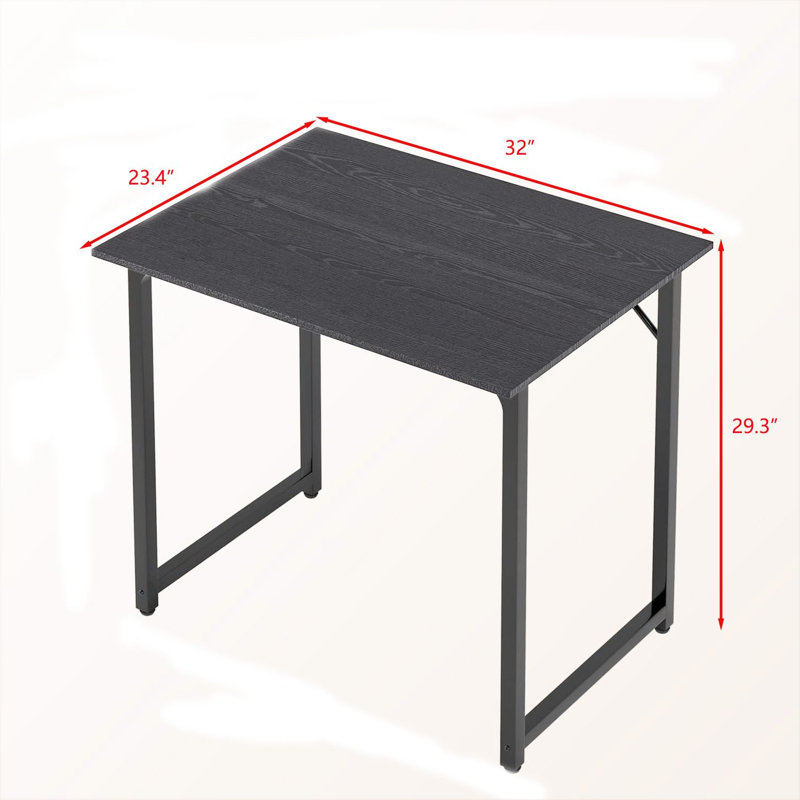 Petit bureau moderne avec bureau et bureau en métal pour bureau à domicile, Noir, H 29 po x l 47 po x P 19 po