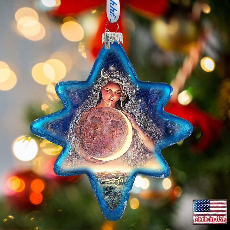 4'' Handmade Glass Astrology & Stars Holiday Shaped Ornament