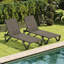 Ensemble de 2 chaises longues de piscine, chaise longue d'extérieur réglable en osier avec roulettes, chaises de piscine toutes saisons pour terrasse de jardin