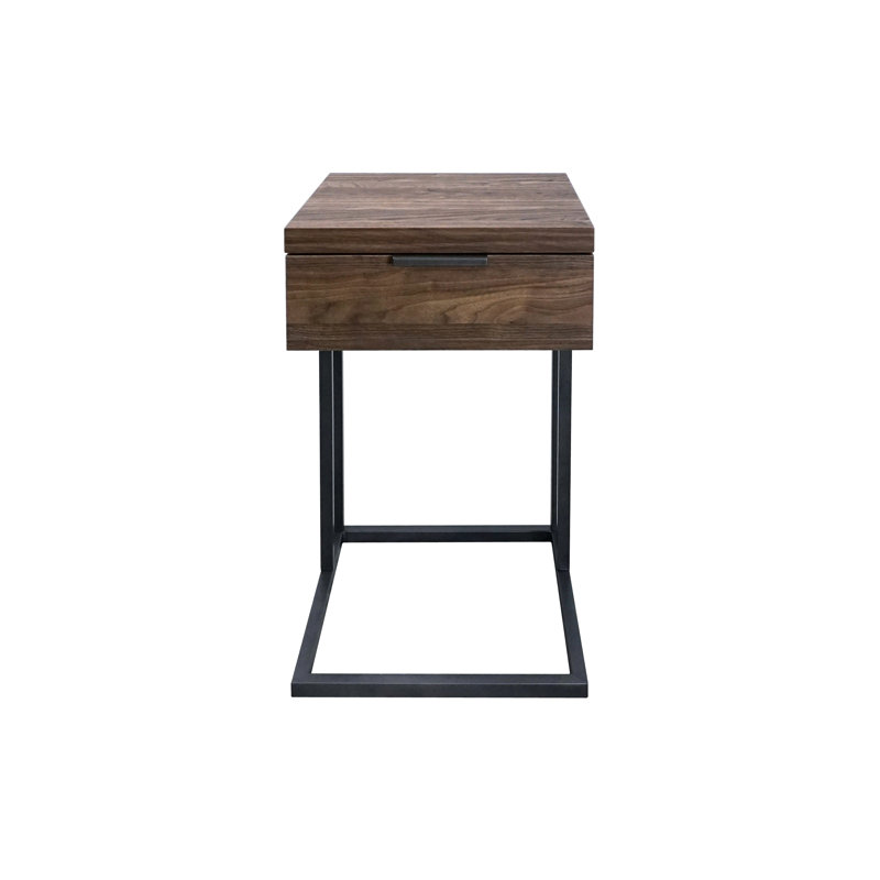 Albbrt 1-Drawer C-Shape End Table, AGED WALNUT