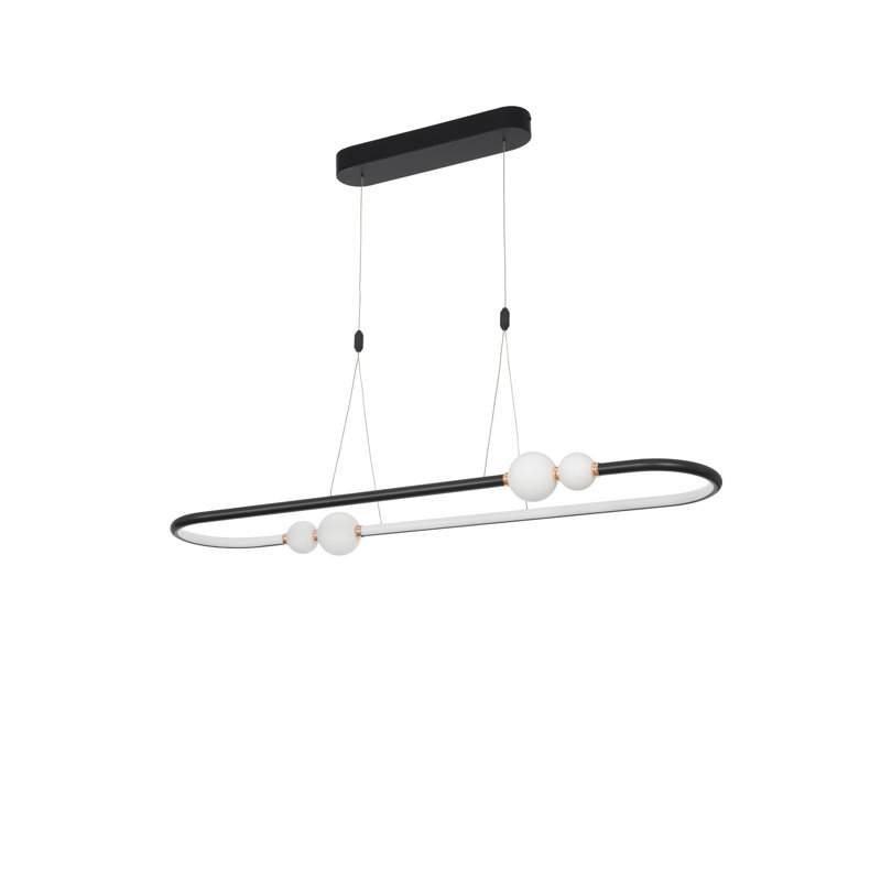 5 - Light LED Kitchen Island Pendant, Black, 120cm H x 100cm W x 28cm D