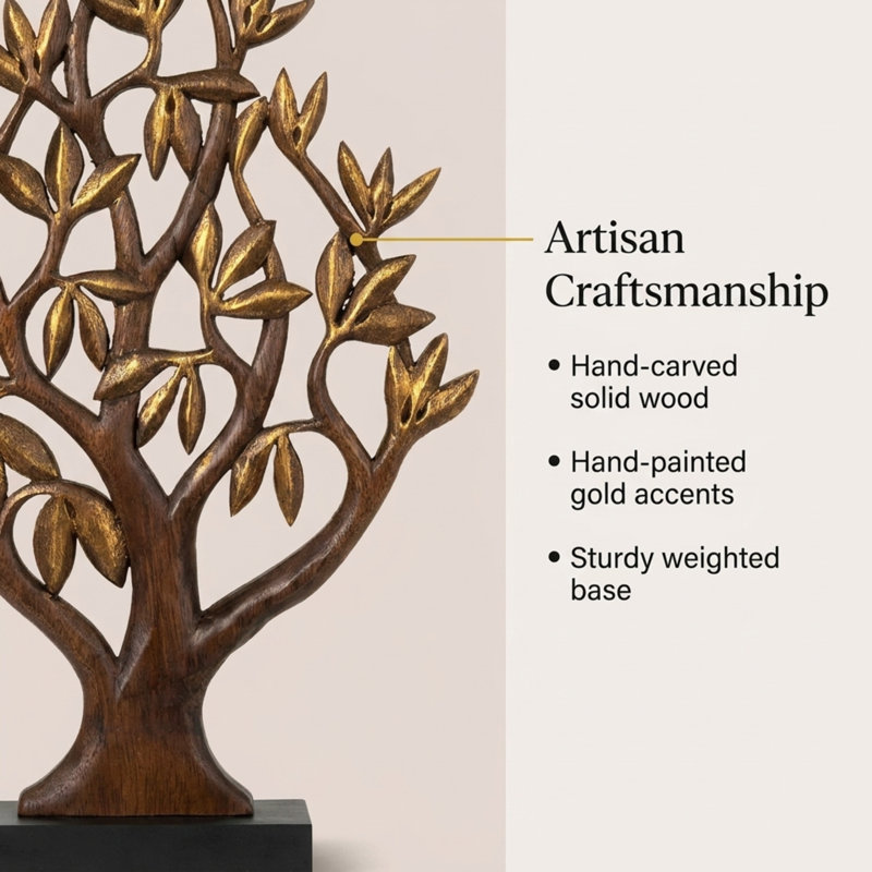 Handmade Wooden Tree Sculpture – Nature-Inspired Solid Wood Decor for Home, Christmas & Mother’s Day Gift