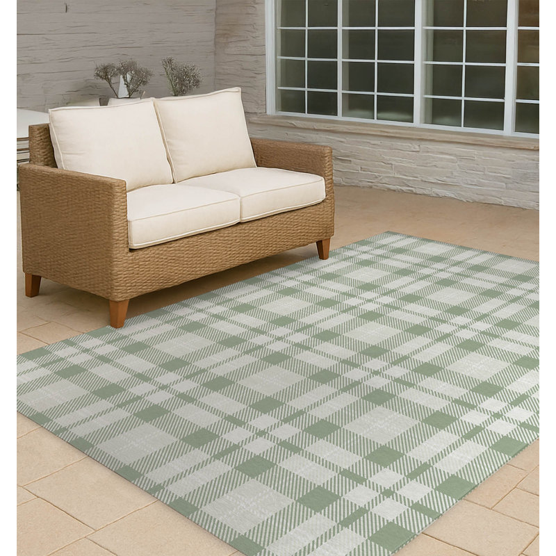 Gen Plaid Non-Slip Outdoor Rug, Rectangle 2' x 3'
