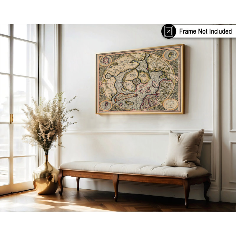 Carte du pôle Nord, Sans cadre, Affiche, H 18 po x l 24 po